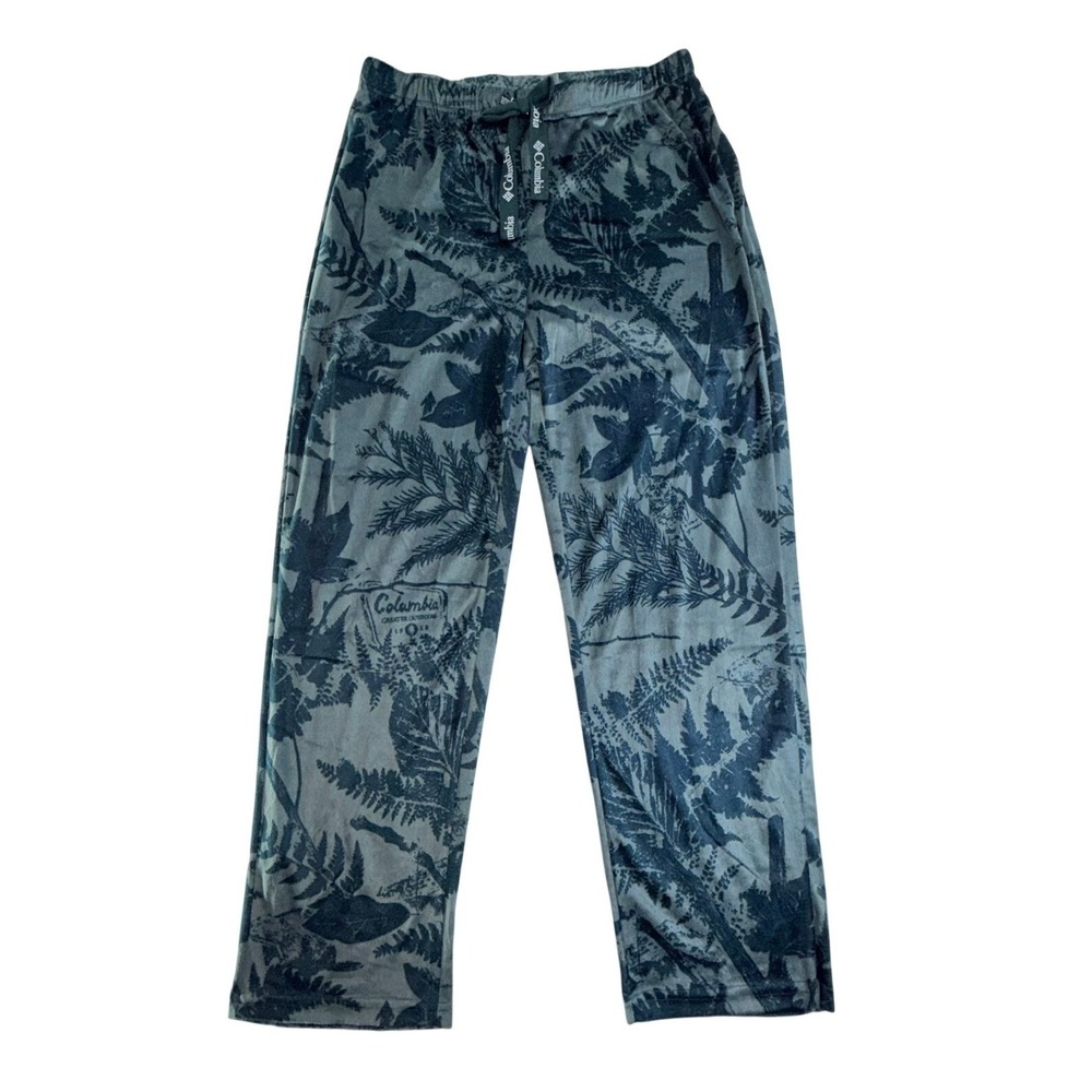 Columbia Mens Blue Fleece Bigfoot Sasquatch Botanical Lounge Pajama Pants Medium